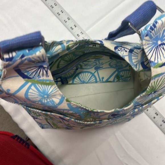 Rock flower paper Bicycle Hobo Crossbody Bag Cotton Canvas 13”x10”x5” Medium - Picture 6 of 12